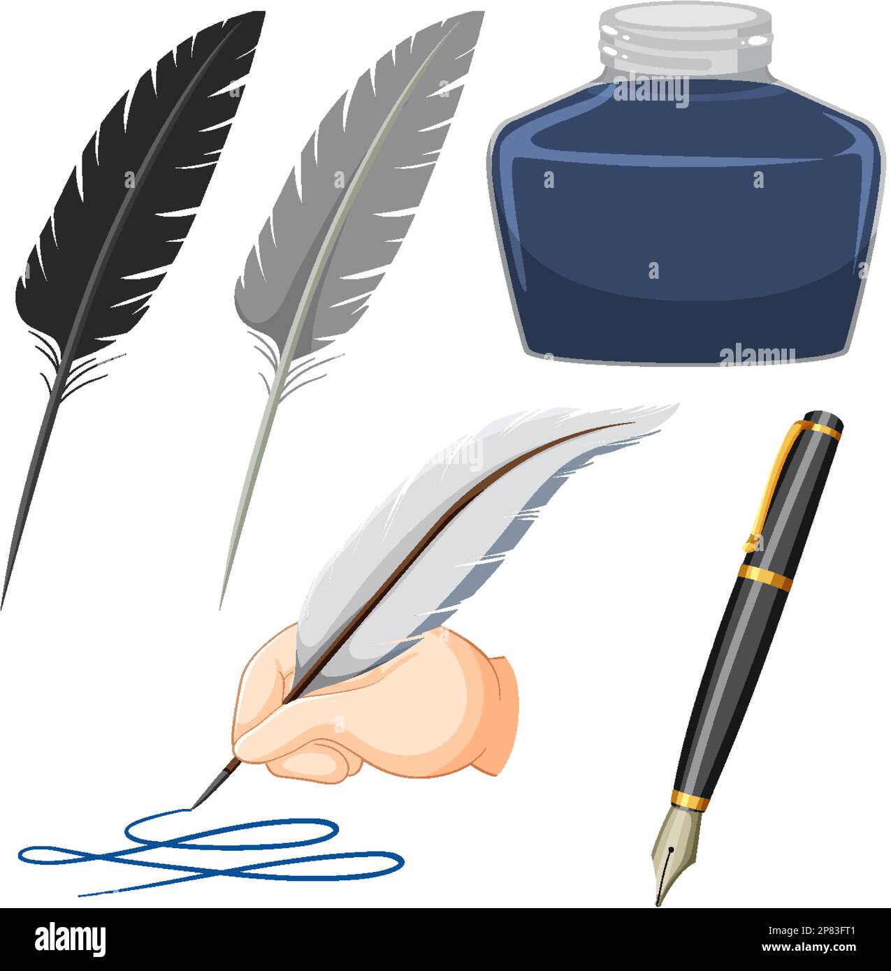 Quill pens and Inks collection illustration Stock Vector Image & Art