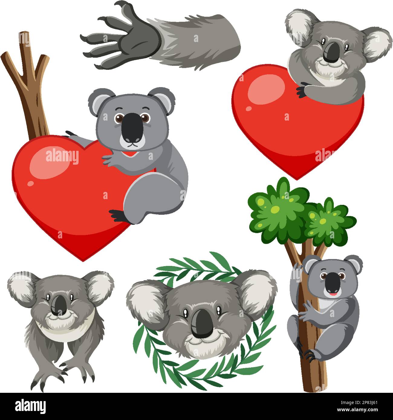 Set of koala bear with hand to save animal illustration Stock Vector ...