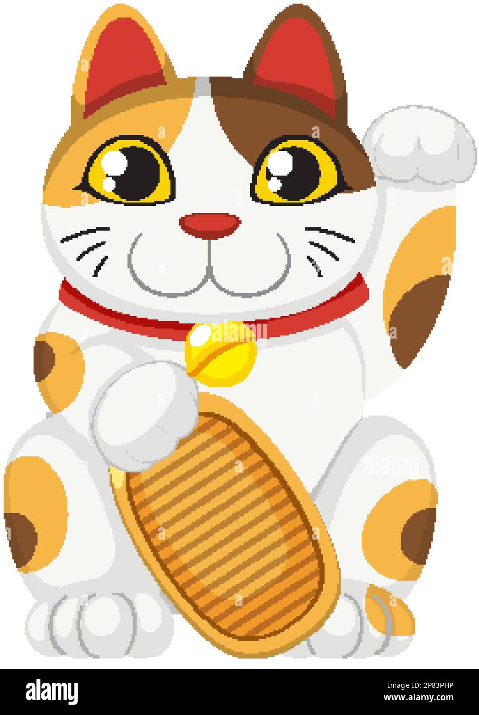 Maneki neko Japanese cat good luck doll illustration Stock Vector Image