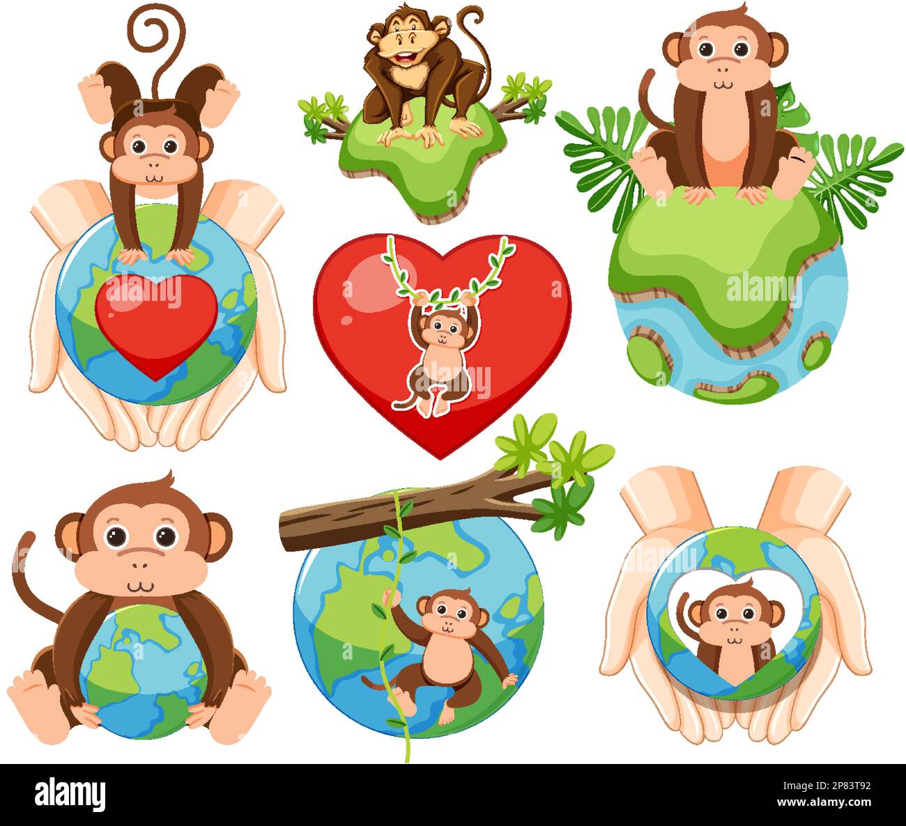 Protect the monkey icon illustration Stock Vector Image & Art - Alamy