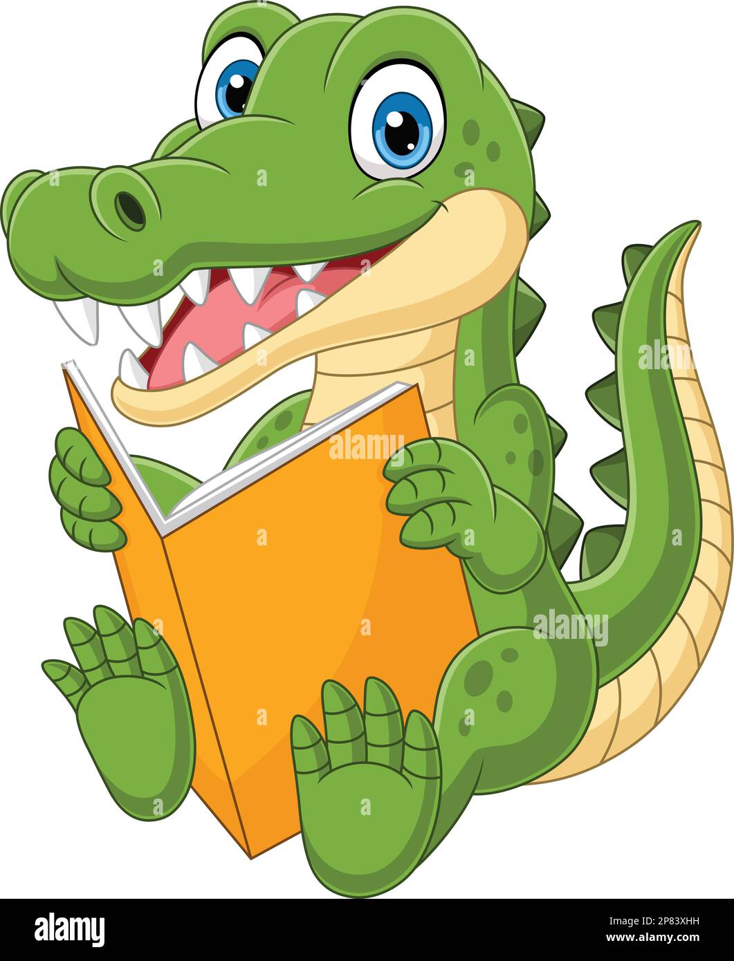 Cartoon crocodile reading a book Stock Vector
