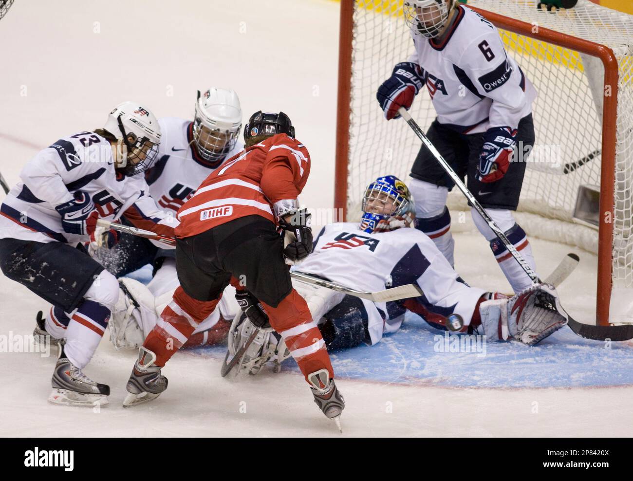 Team Canada Jennifer Botterill, Center, Tries To Get Her Shot Past ...