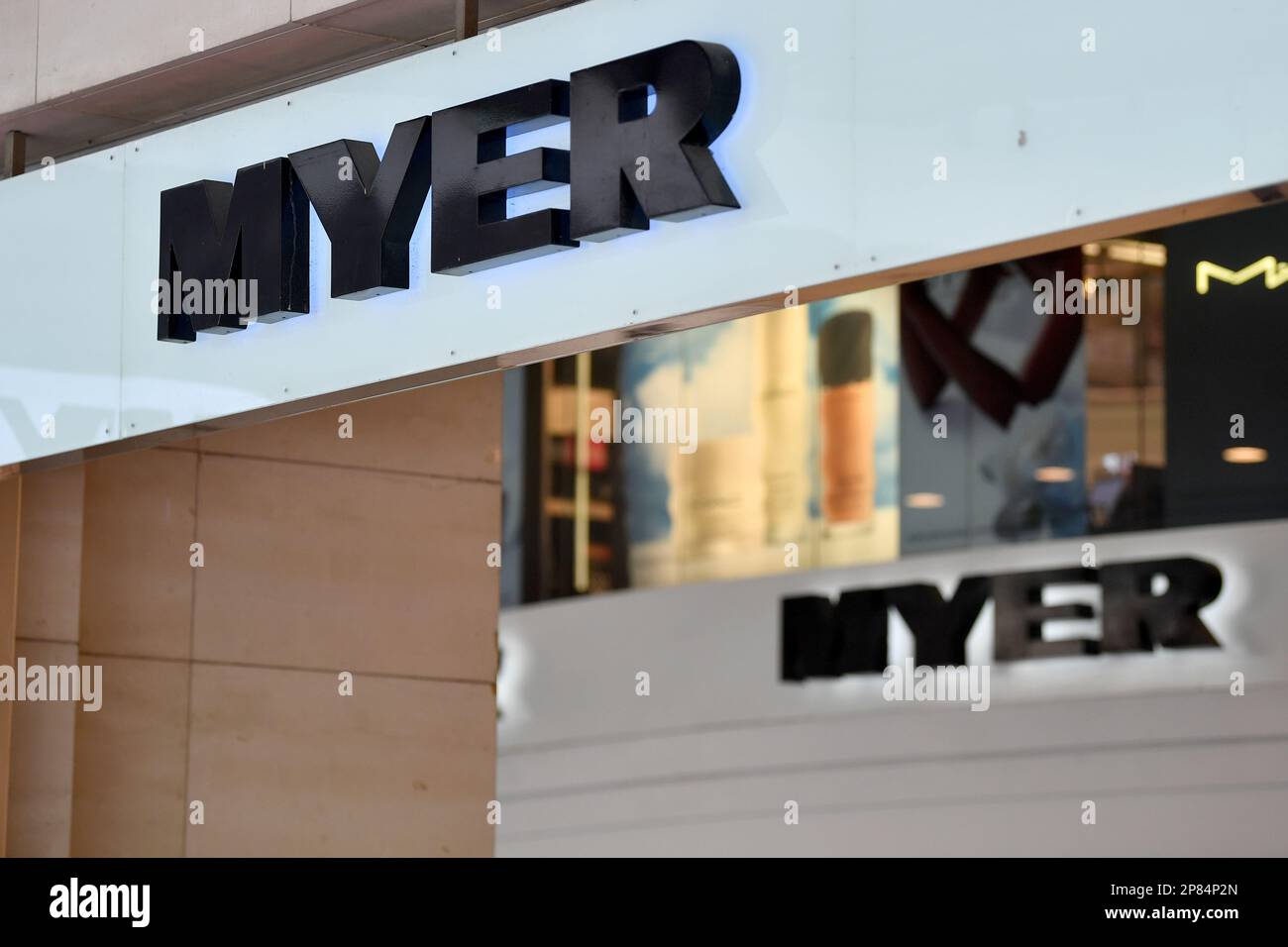 Myer signage is seen in Sydney, Thursday, March 9, 2023. Department