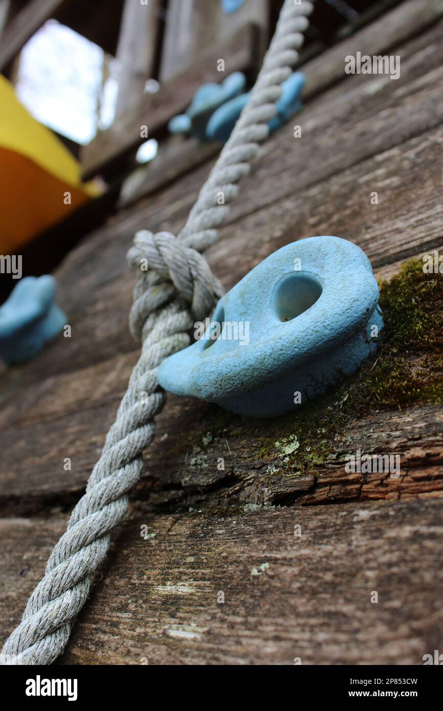 Kids Playground Set With Rope and Yellow Slide Stock Photo Alamy