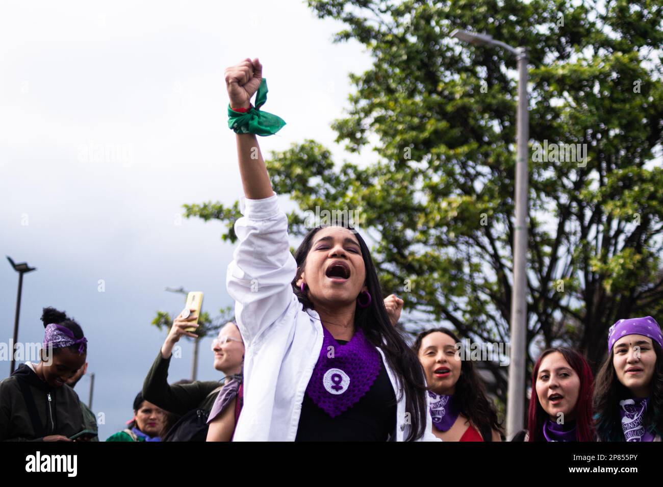 Bogota, Colombia. 08th Mar, 2023. Women take part with signs and banners during the international women's day demonstrations in Bogota, Colombia on March 8, 2023. Photo by: Jessica Patino/Long Visual Press Credit: Long Visual Press/Alamy Live News Stock Photo