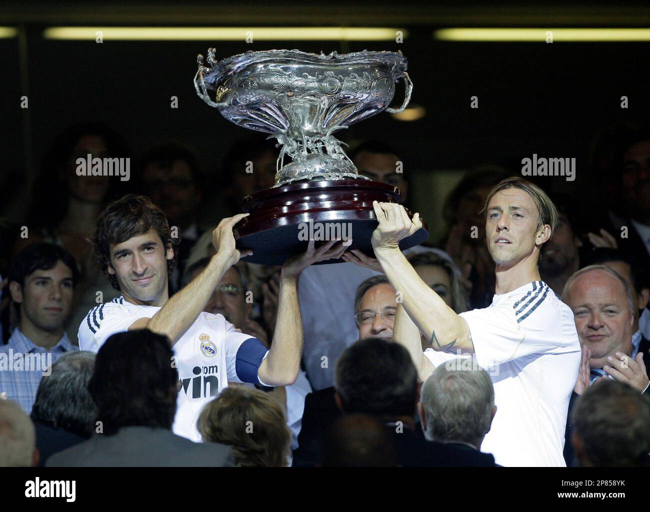 Real Madrid s Raul Gonzalez Left And Jose Maria Gurtierrez Guti Lift real-madrid-s-raul-gonzalez-left-and-jose-maria-gurtierrez-guti-lift