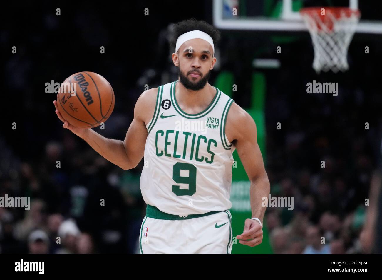 Boston Celtics Guard Derrick White (9) During An NBA Basketball Game ...