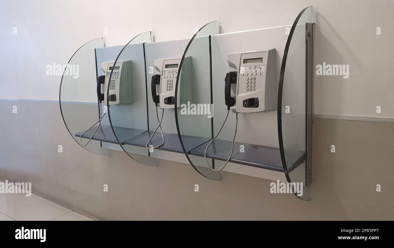 Old telephone mounted on wall hi-res stock photography and images - Alamy