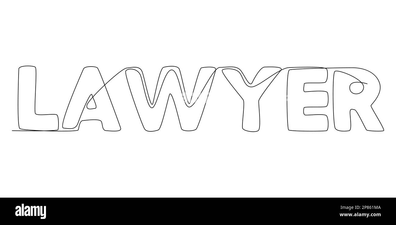 One continuous line of Lawyer word. Thin Line Illustration vector