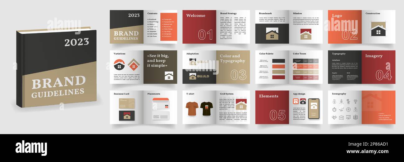 Brand Guidelines template. Brown and Red Logo Guideline template. Brand ...