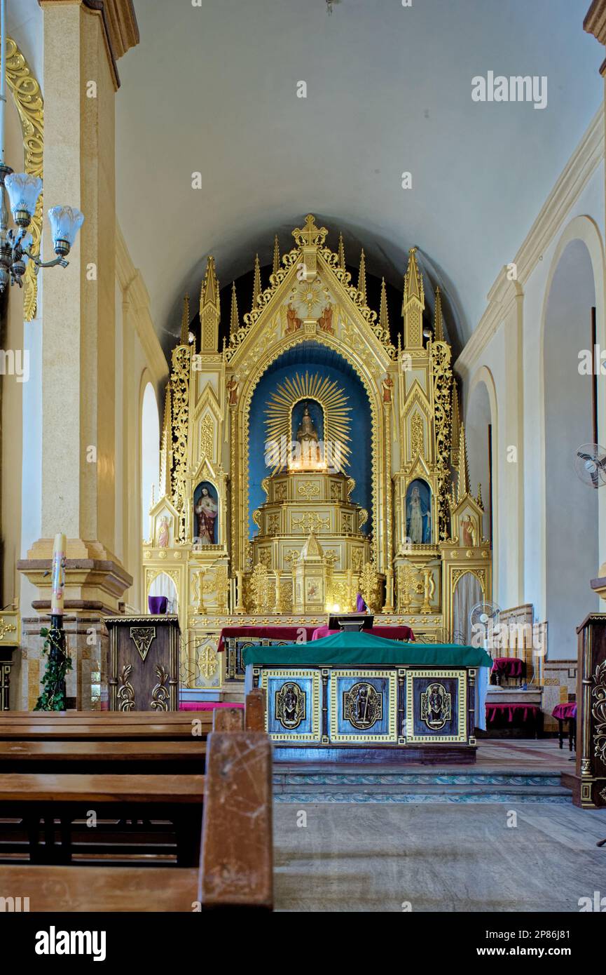 06 10 2009 Interior Neo-Gothic styled Church of Nossa Senhora at Saligao near Mapusa Goa India Asia. Stock Photo