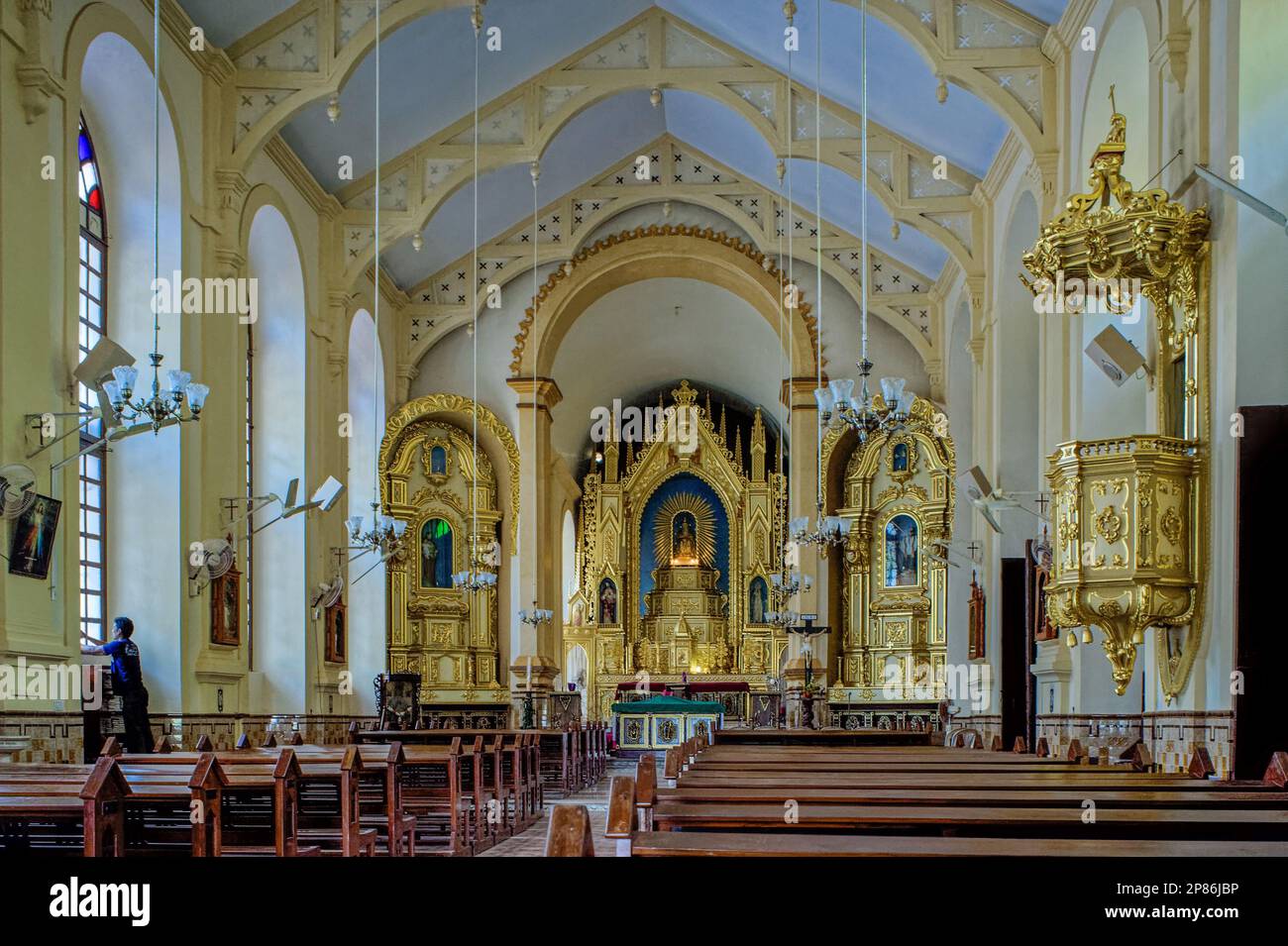 06 10 2009 Interior Neo-Gothic styled Church of Nossa Senhora at Saligao near Mapusa Goa India Asia. Stock Photo