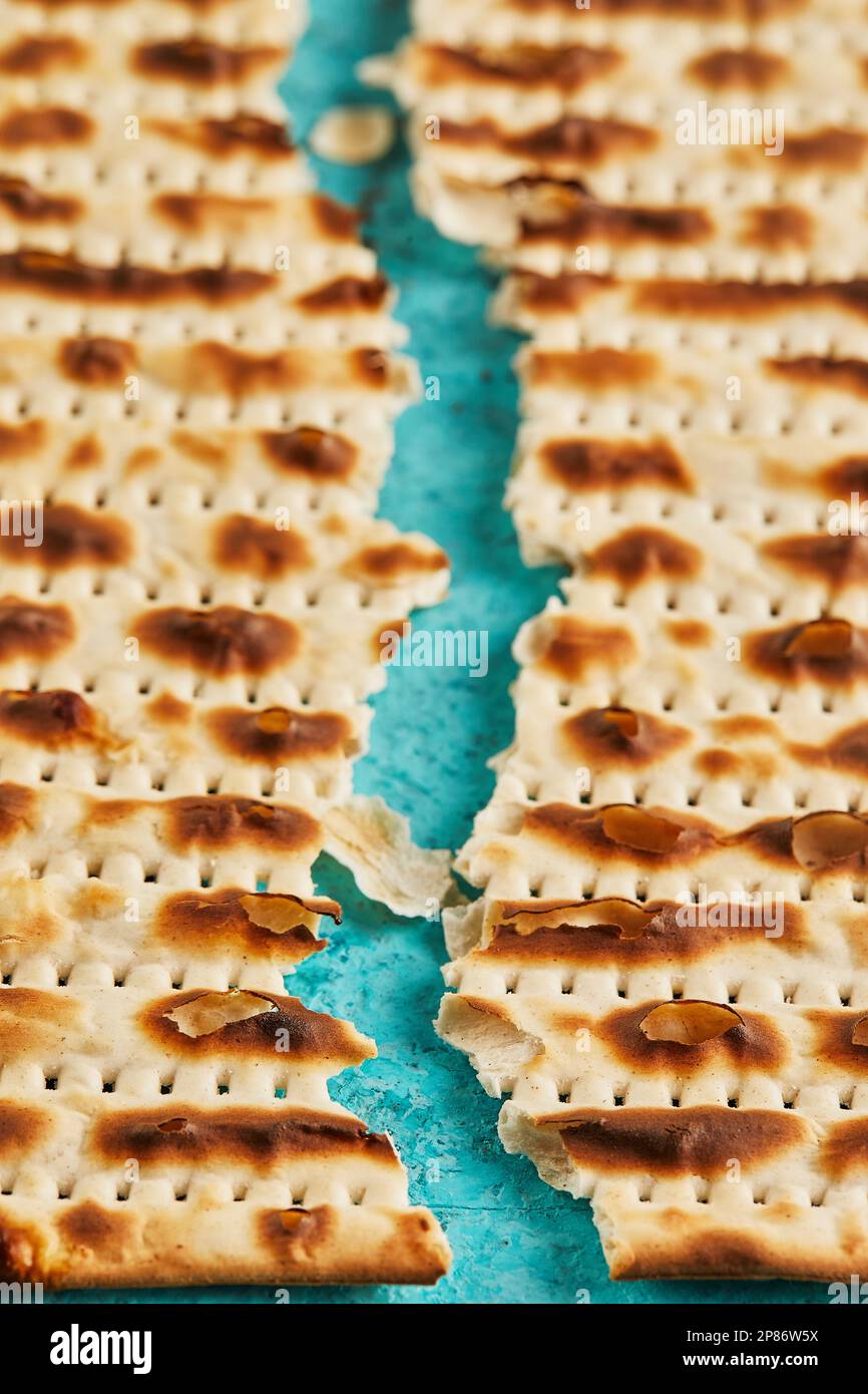 Pesach celebration concept Jewish holiday Pesach. Matzah square