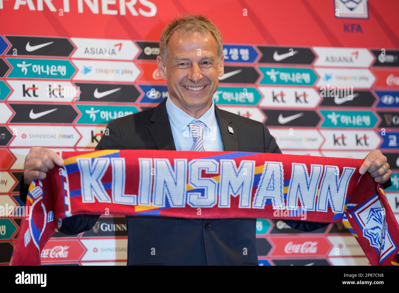 South Koreas New National Soccer Team Head Coach Jurgen Klinsmann Poses For The Media Upon His 