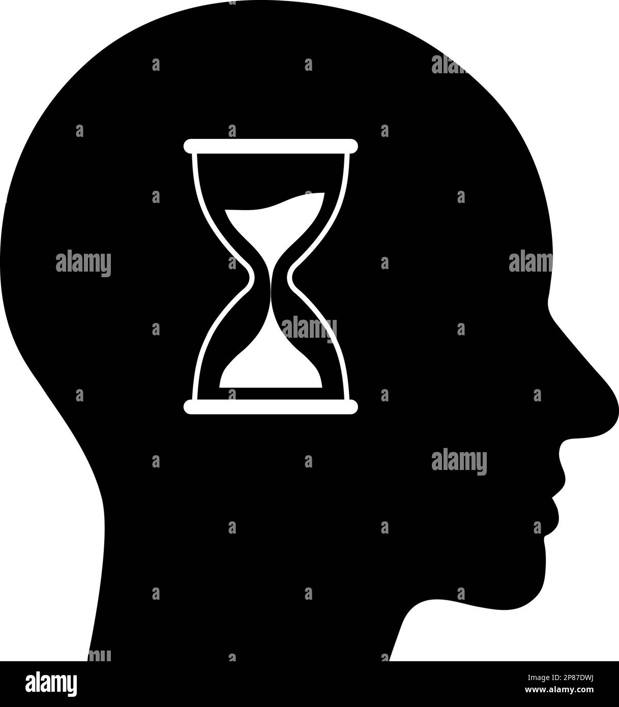 The icon with hourglass in human head as concept of patience and self-control Stock Vector