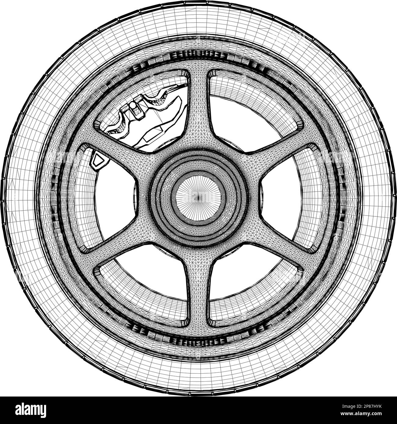Car Wheel Rim Hub Tire Vector. Illustration Isolated On White