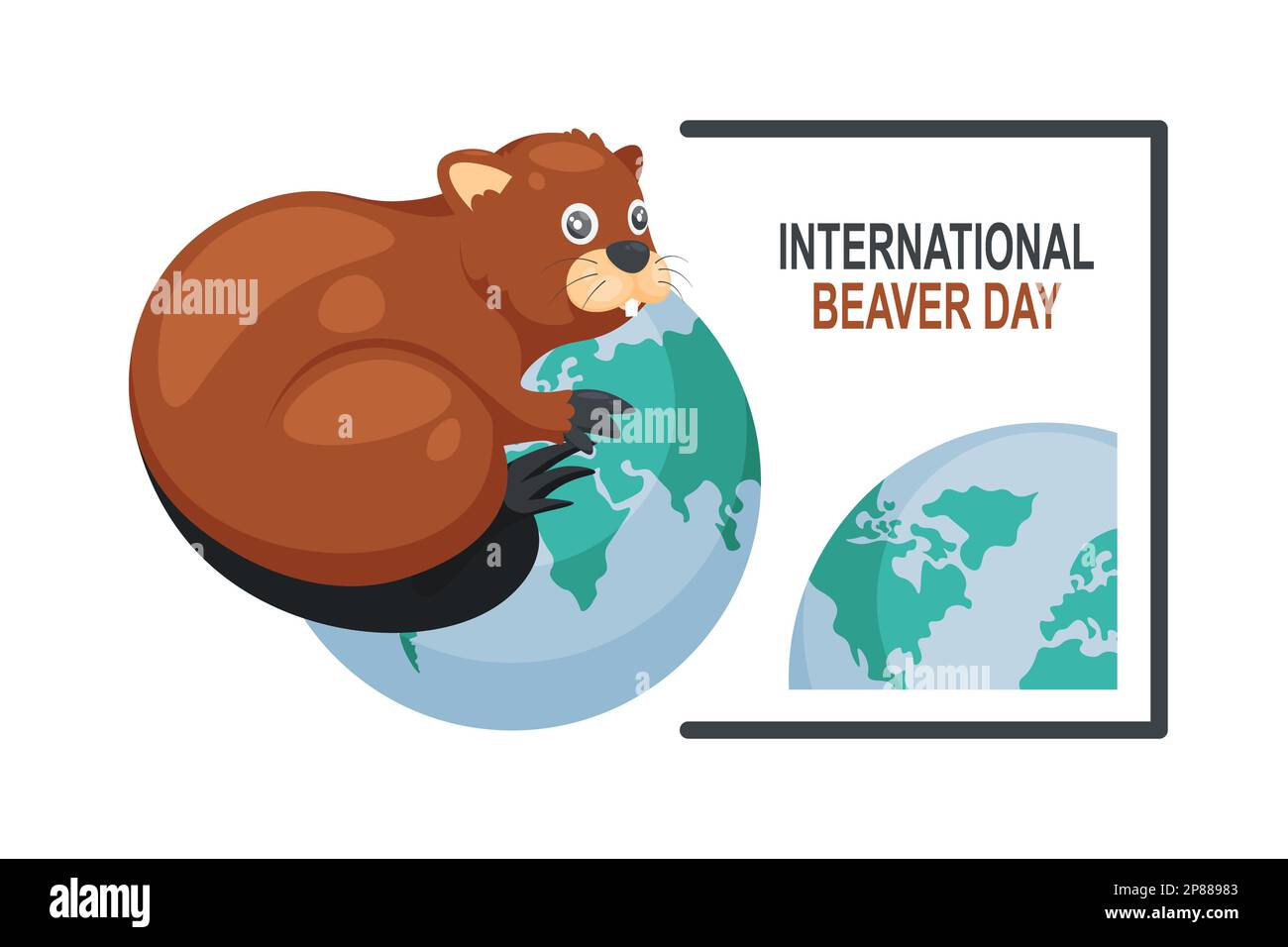 International Beaver Day background. Vector illustration background
