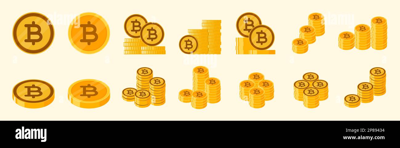 Thai Baht Coin Icon Set Stock Vector