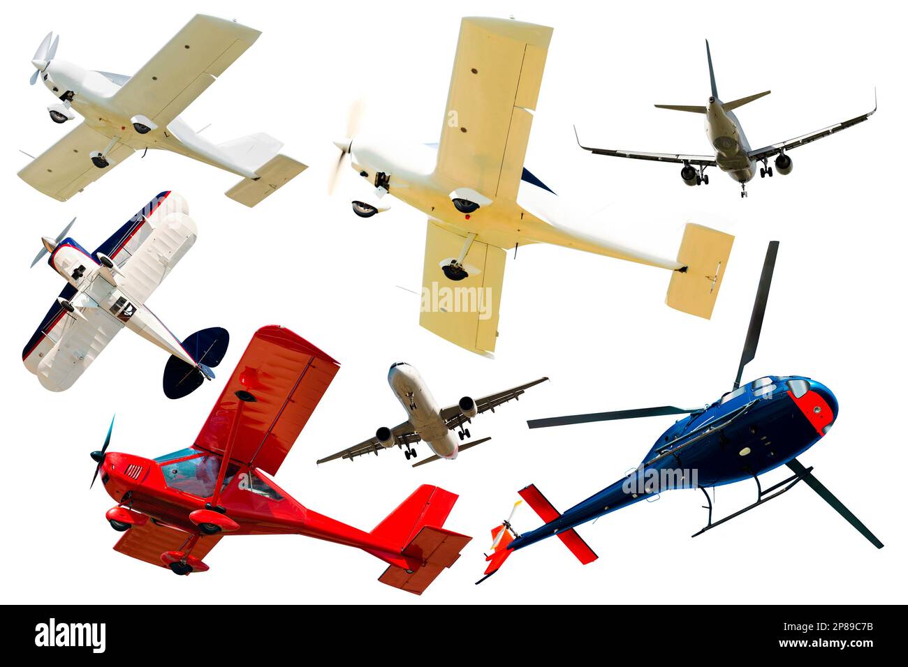 Passenger airplanes, gliders, gyroplanes, sports light aircraft