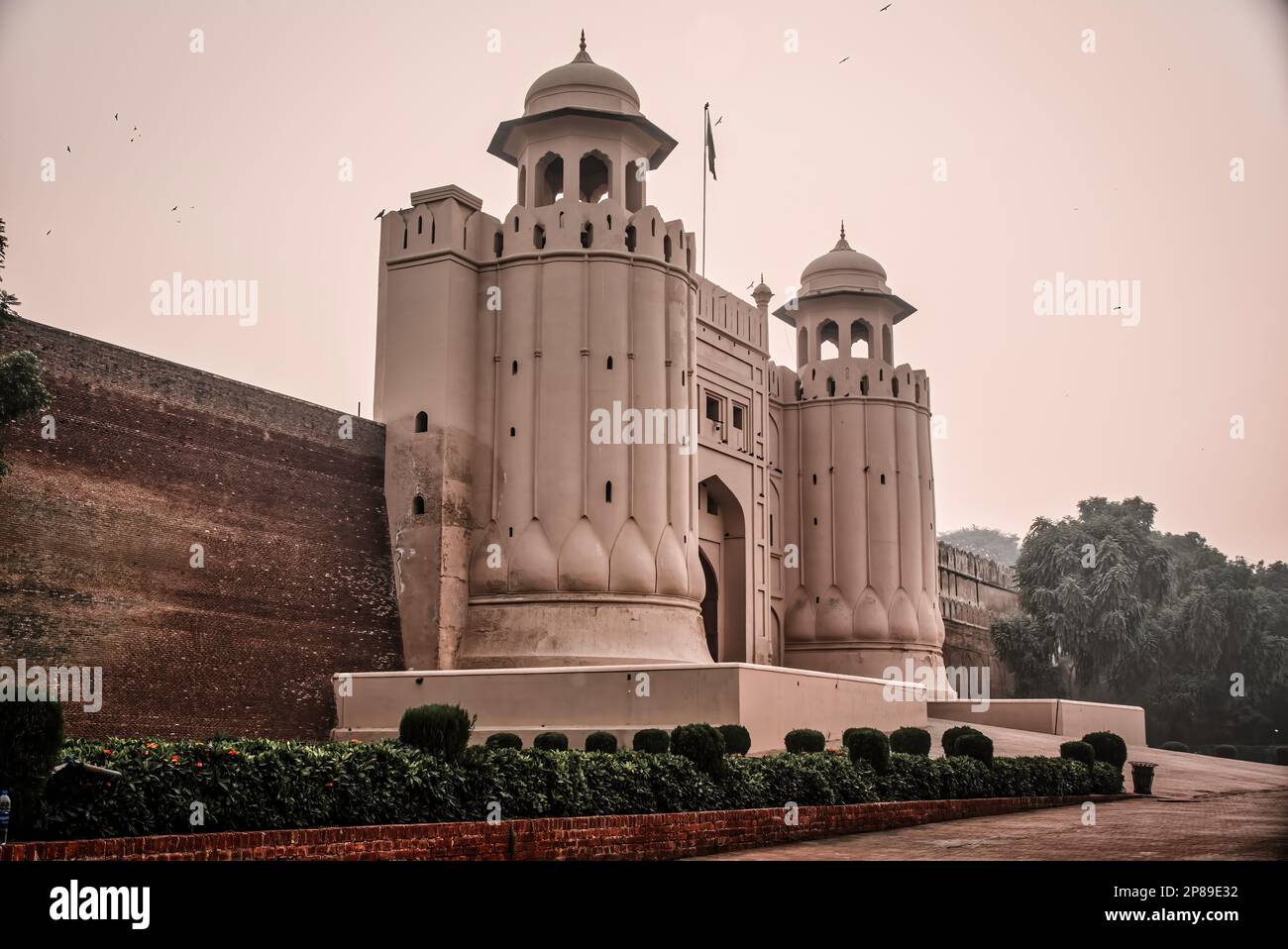 The Alamgiri Darwaza, or Alamgiri Gate, was built under the patronage of Awrangzib (1658-1707). It is situated on the eastern edge of the Lahore Fort, Stock Photo