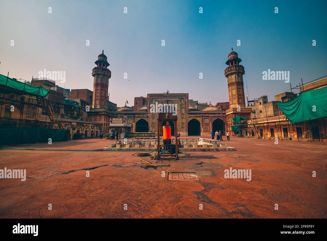 The courtyard of the mosque contains a pool used for bathing in Islamic culture, a 35- and 35-foot wudu. The courtyard contains an underground crypt c Stock Photo