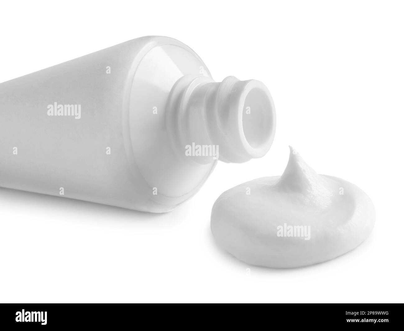 Blank tube and toothpaste on white background Stock Photo Alamy