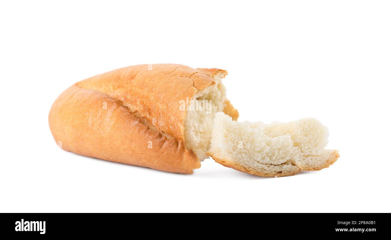 Pieces of fresh baguette on white background Stock Photo - Alamy