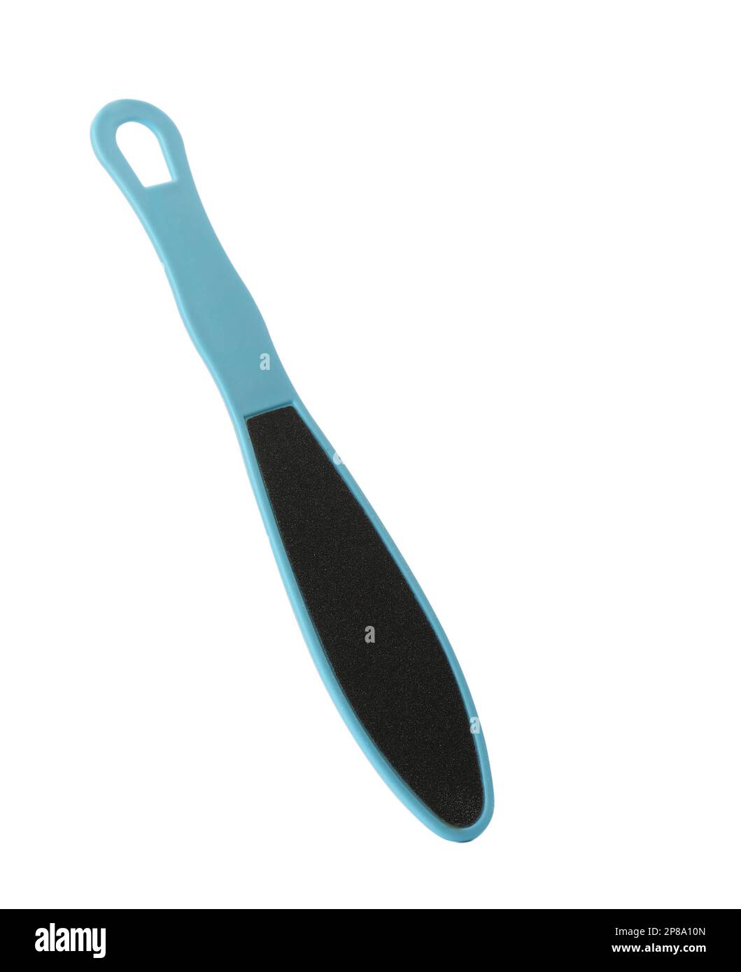 Light blue foot file on white background. Pedicure tool Stock Photo