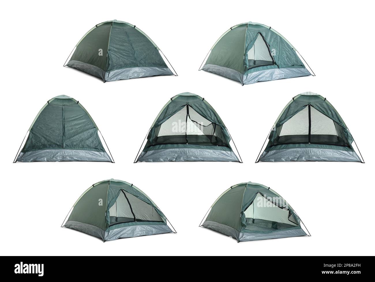 Dark green camping tents on white background, collage Stock Photo - Alamy