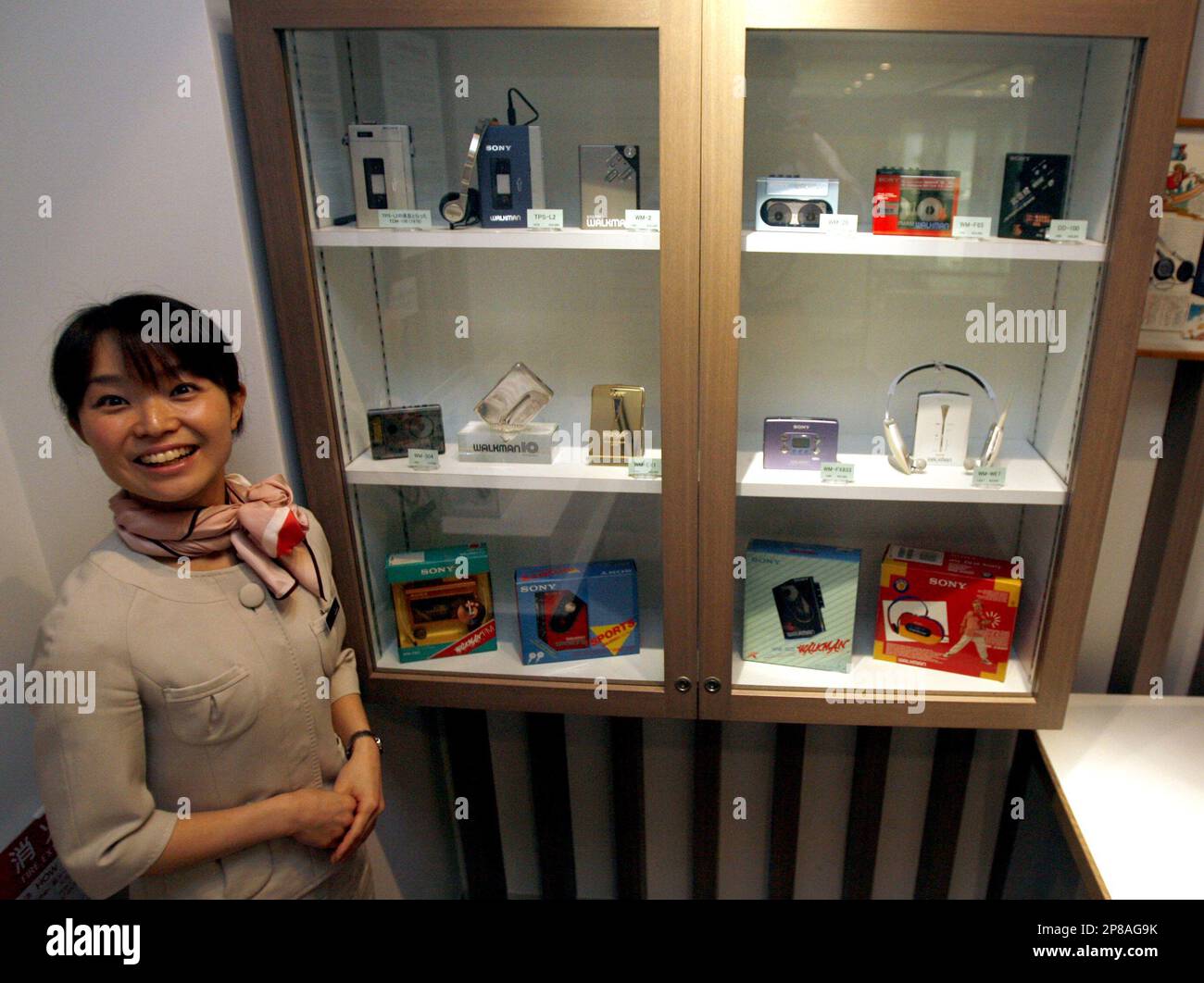 Sony Corp.'s employee Rumi Yamaguchi smiles in front of a special ...