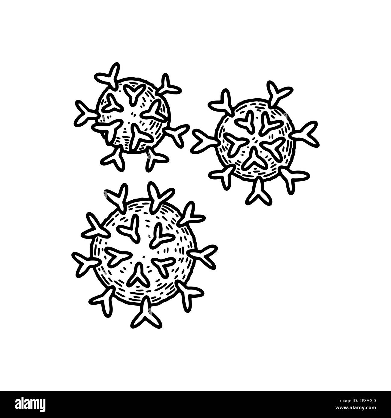 B-cells isolated on white background. Hand drawn scientific microbiology vector illustration in sketch style. Adaptive immune system Stock Vector