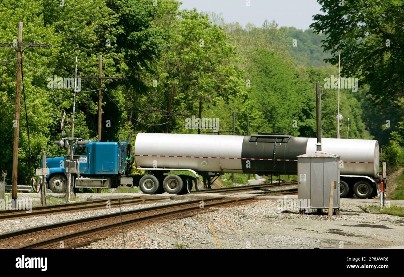 In this photo made on Wednesday, May 20, 2009, a tanker truck makes its
