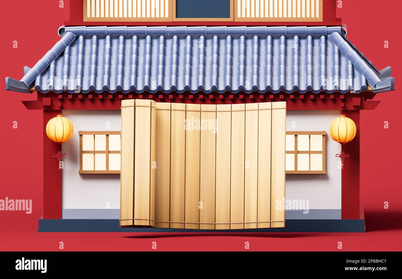 Chinese ancient building with retro style, 3d rendering. Digital ...