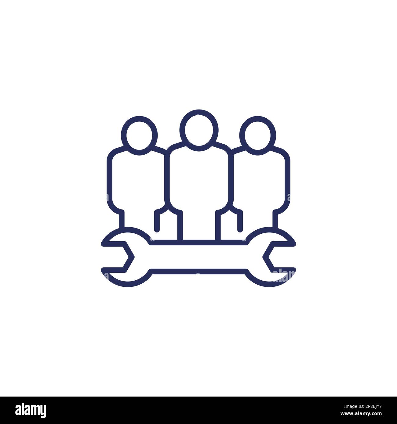 repair team line icon on white Stock Vector
