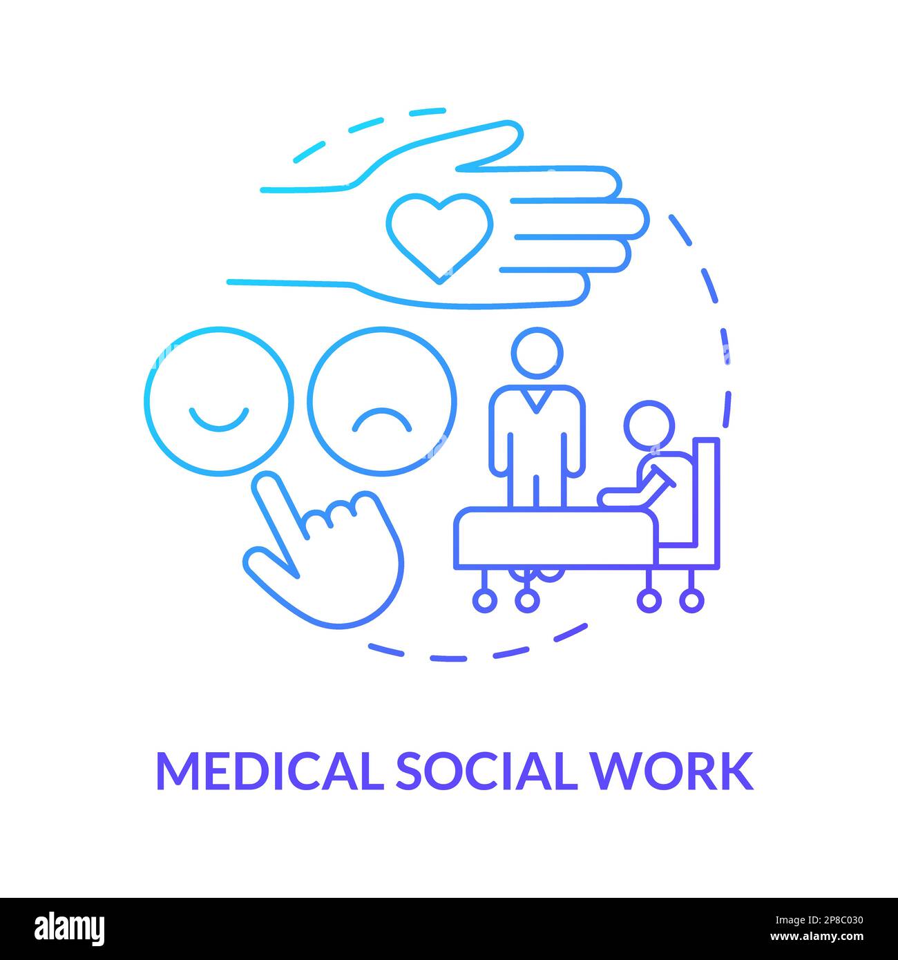 Medical social work blue gradient concept icon Stock Vector