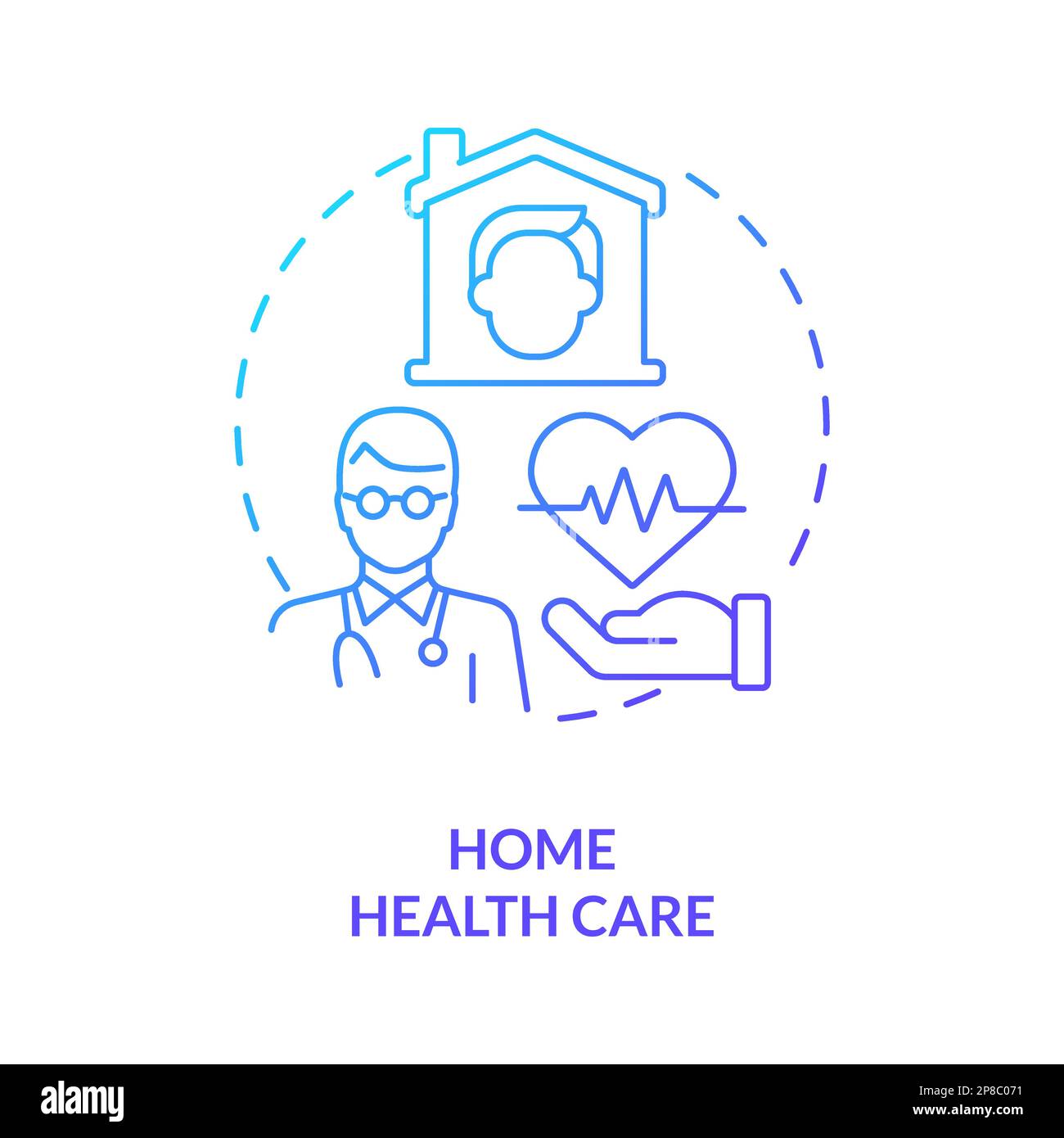 Home health care blue gradient concept icon Stock Vector