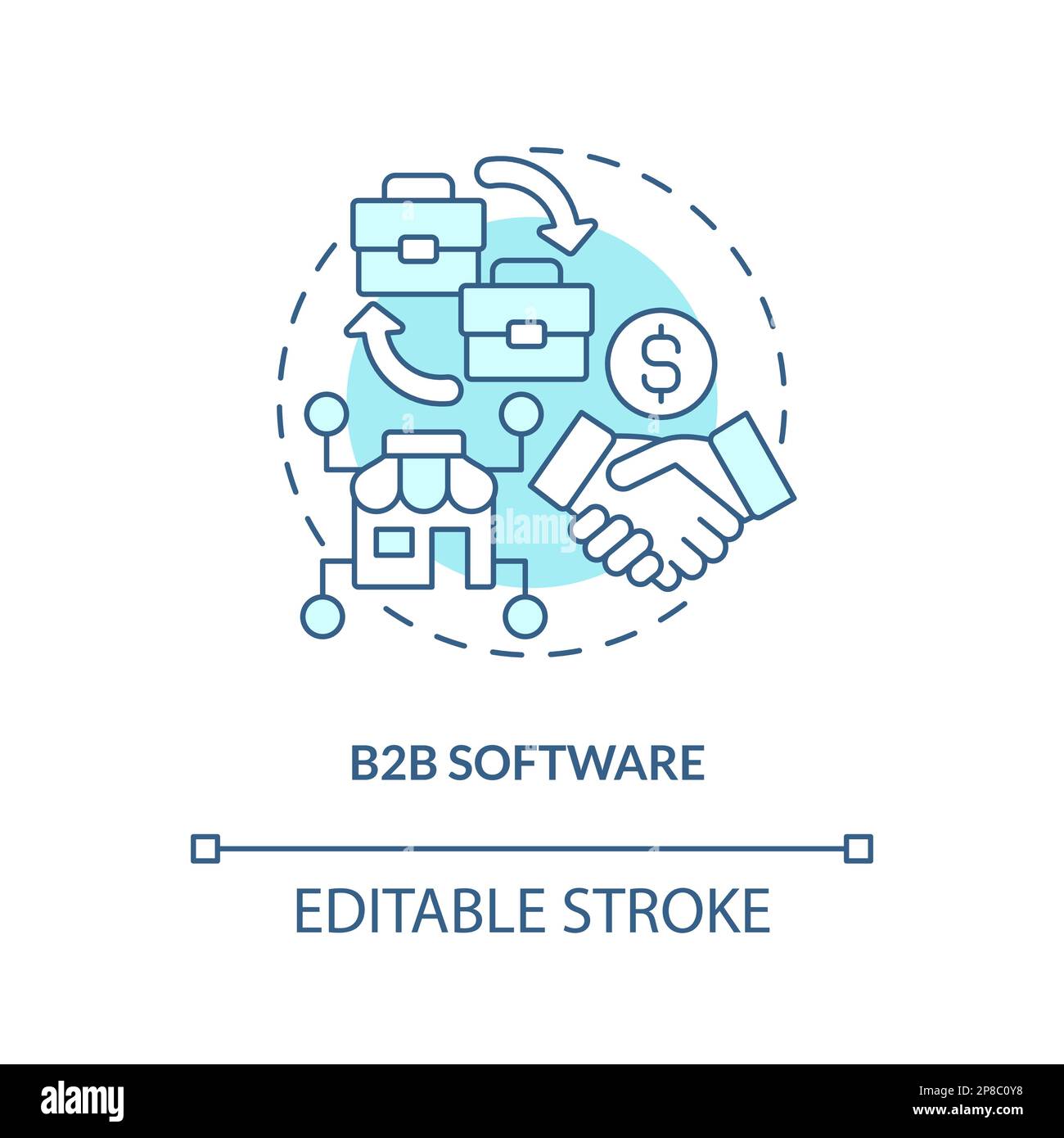 B2B software turquoise concept icon Stock Vector