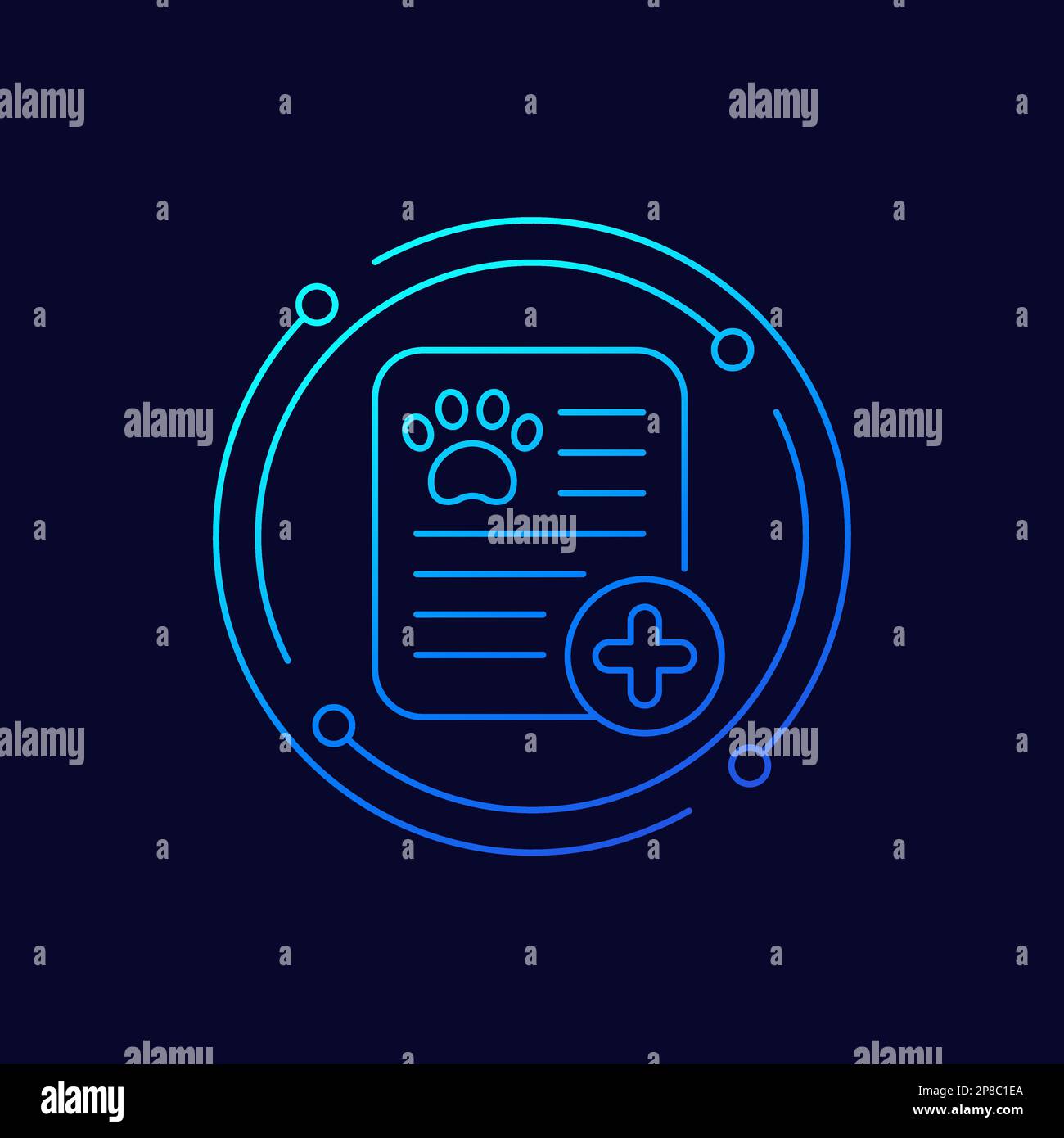 pet medical report or record icon, linear design Stock Vector