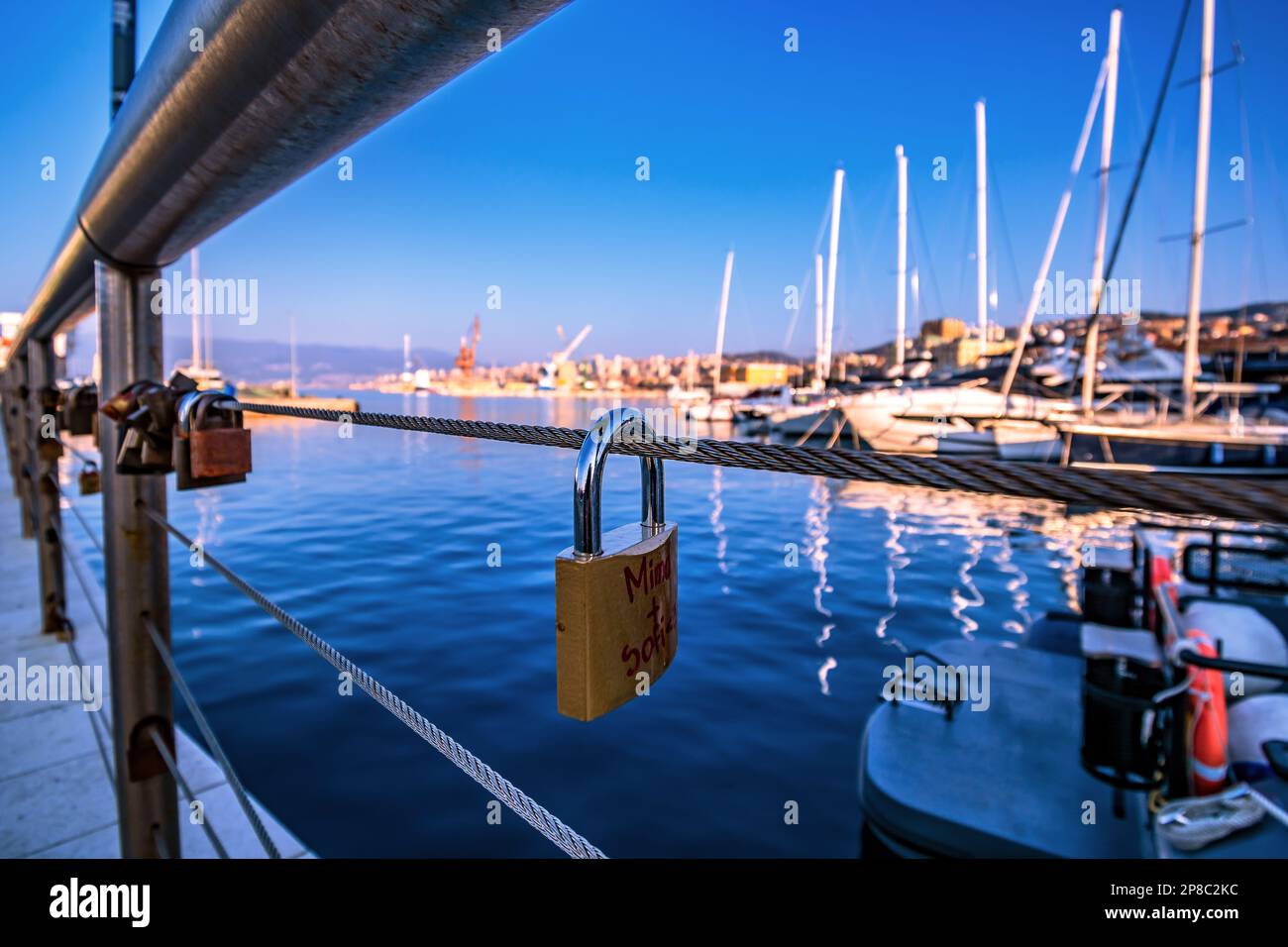 CROATIA : HARBOR LOVE LOCKS Stock Photo