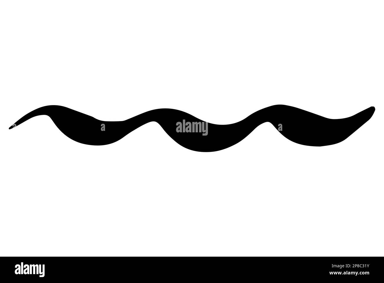 Vector doodle wave. Black tide brush stroke of paint isolated on white background. Hand-drawn plume illustration for summer print, clothes decoration. Stock Vector