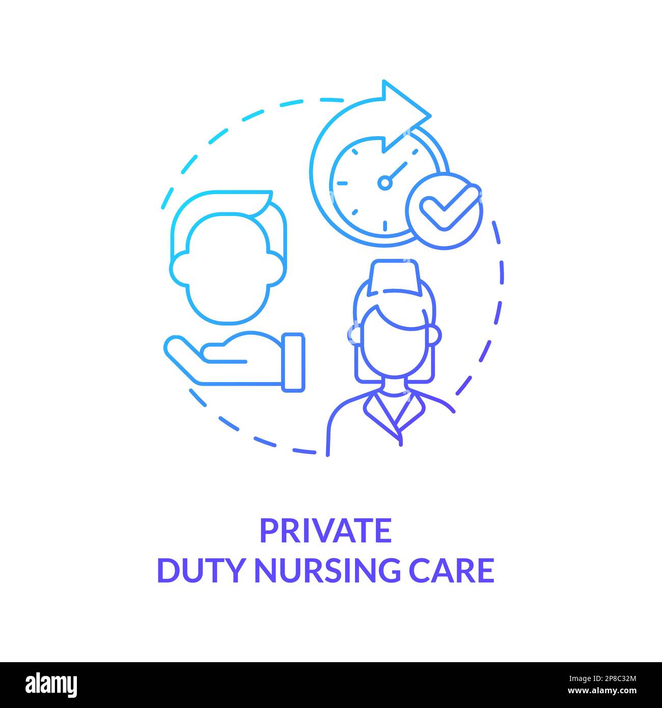 Private duty nursing care blue gradient concept icon Stock Vector