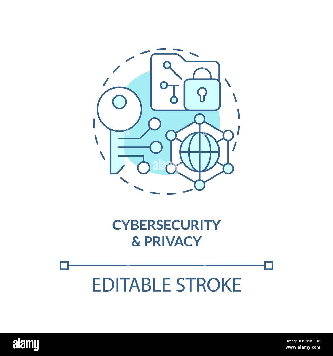 Cybersecurity and privacy turquoise concept icon Stock Vector