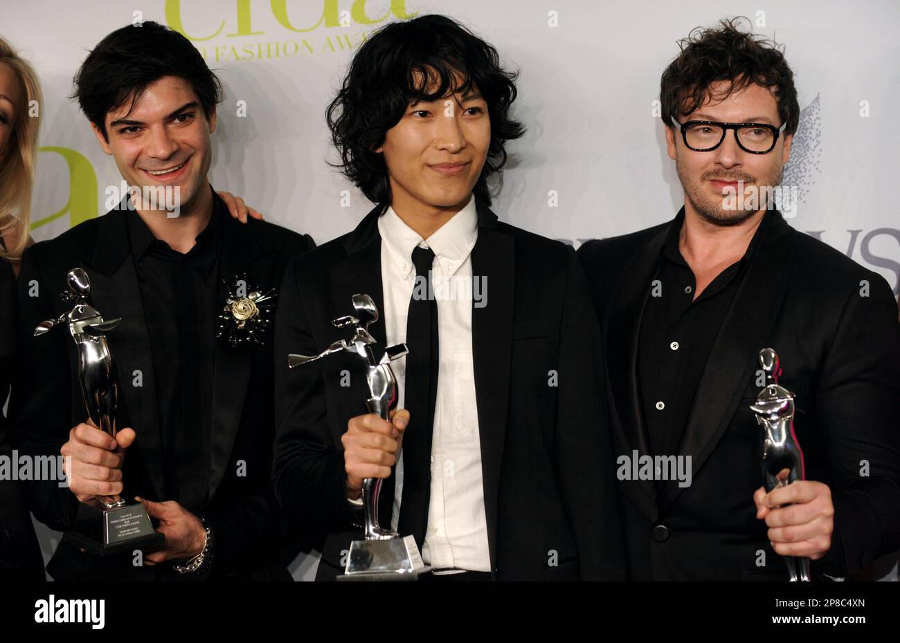 From left, 'Swarovski Award' winners Justin Giunta, Alexander Wang, Tim ...