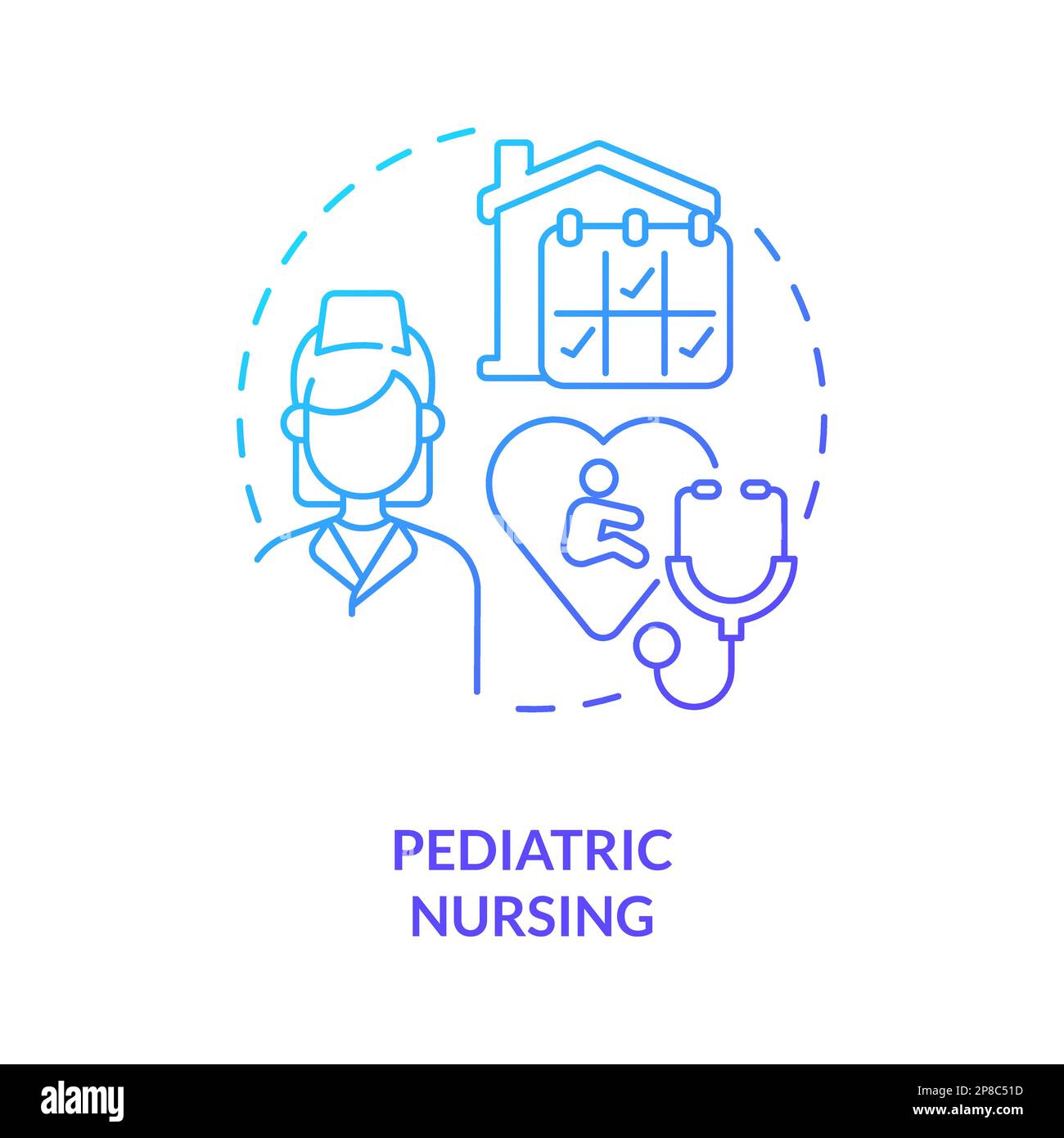 Pediatric nursing blue gradient concept icon Stock Vector