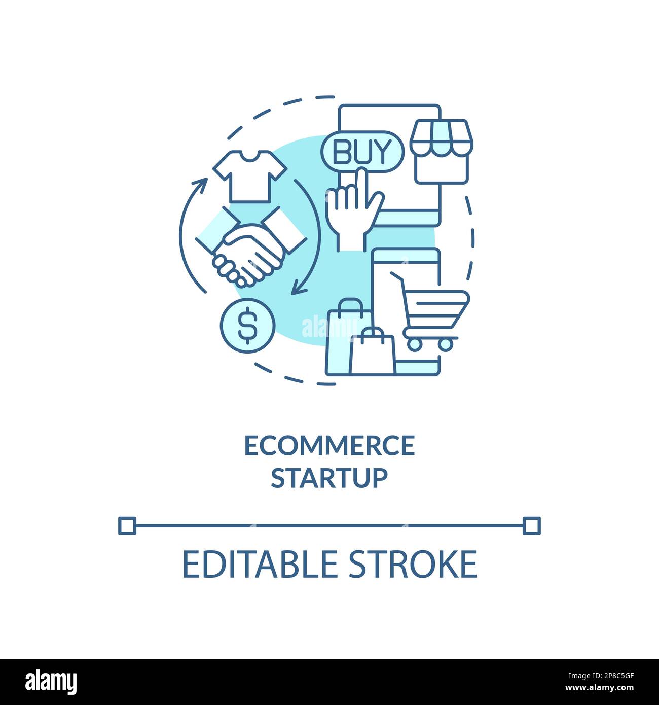 Ecommerce startup turquoise concept icon Stock Vector