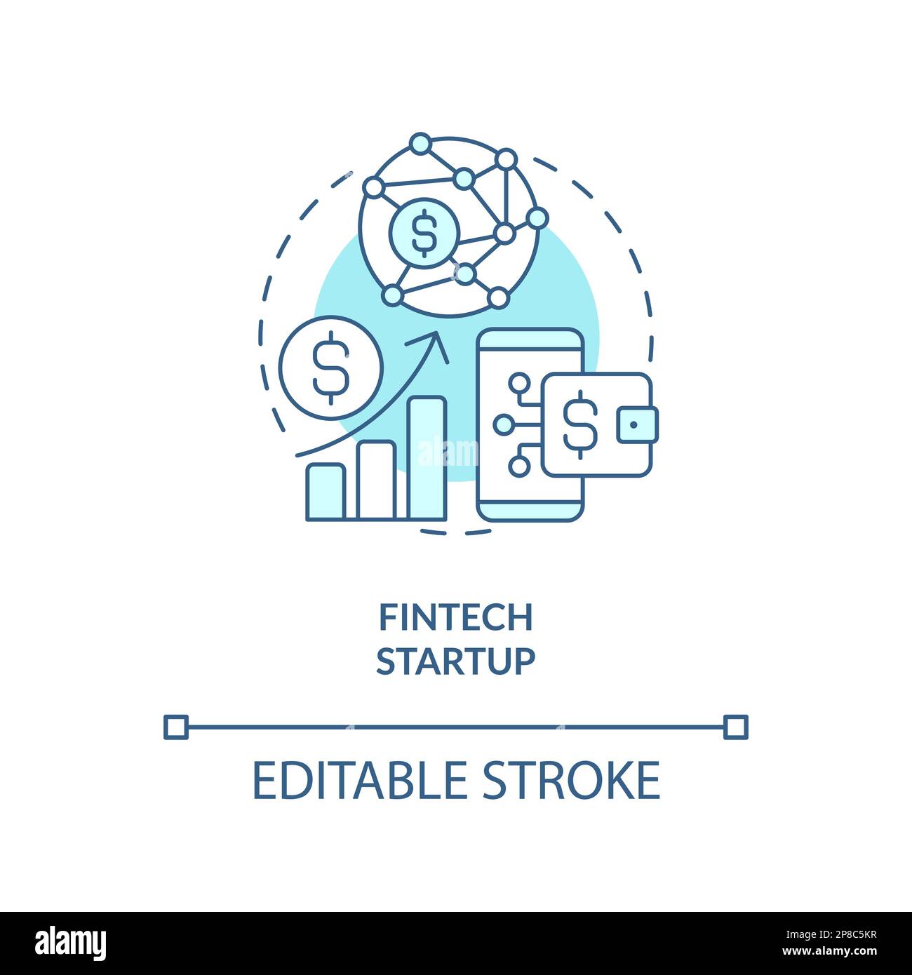 FinTech startup turquoise concept icon Stock Vector