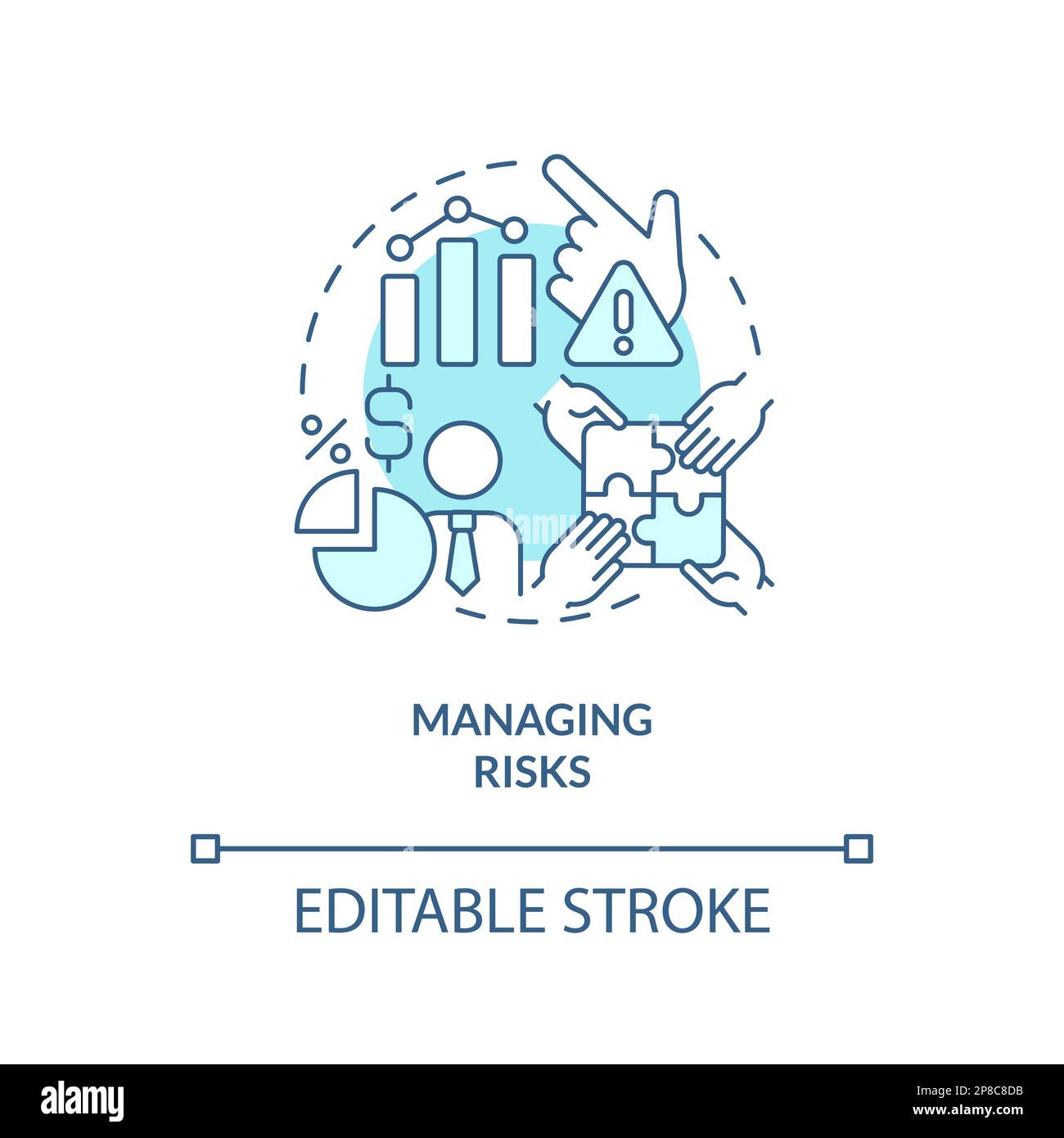 Managing risks turquoise concept icon Stock Vector