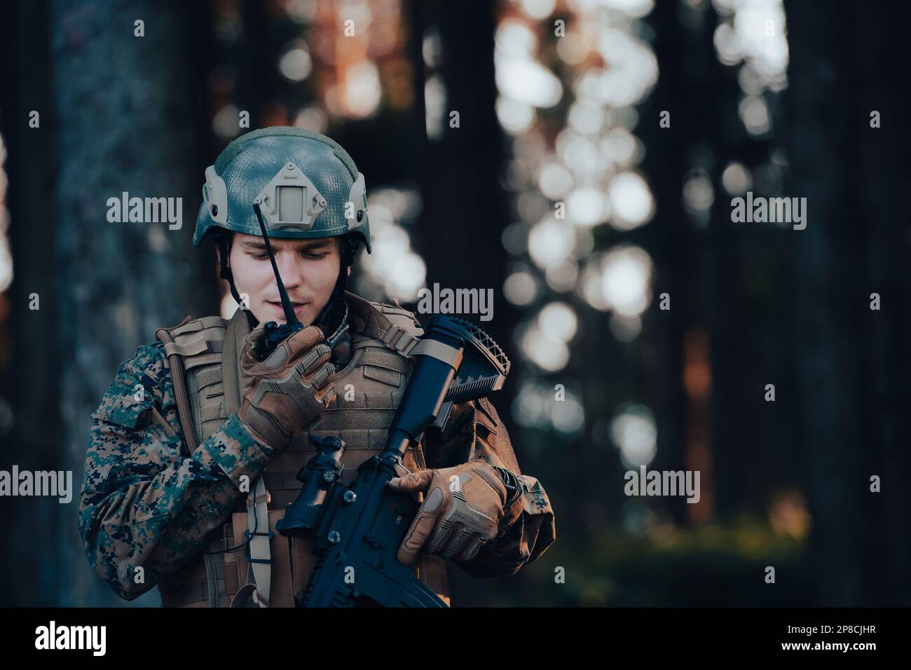 Modern Warfare Soldier Commander Officer Talking Portable Radio Station