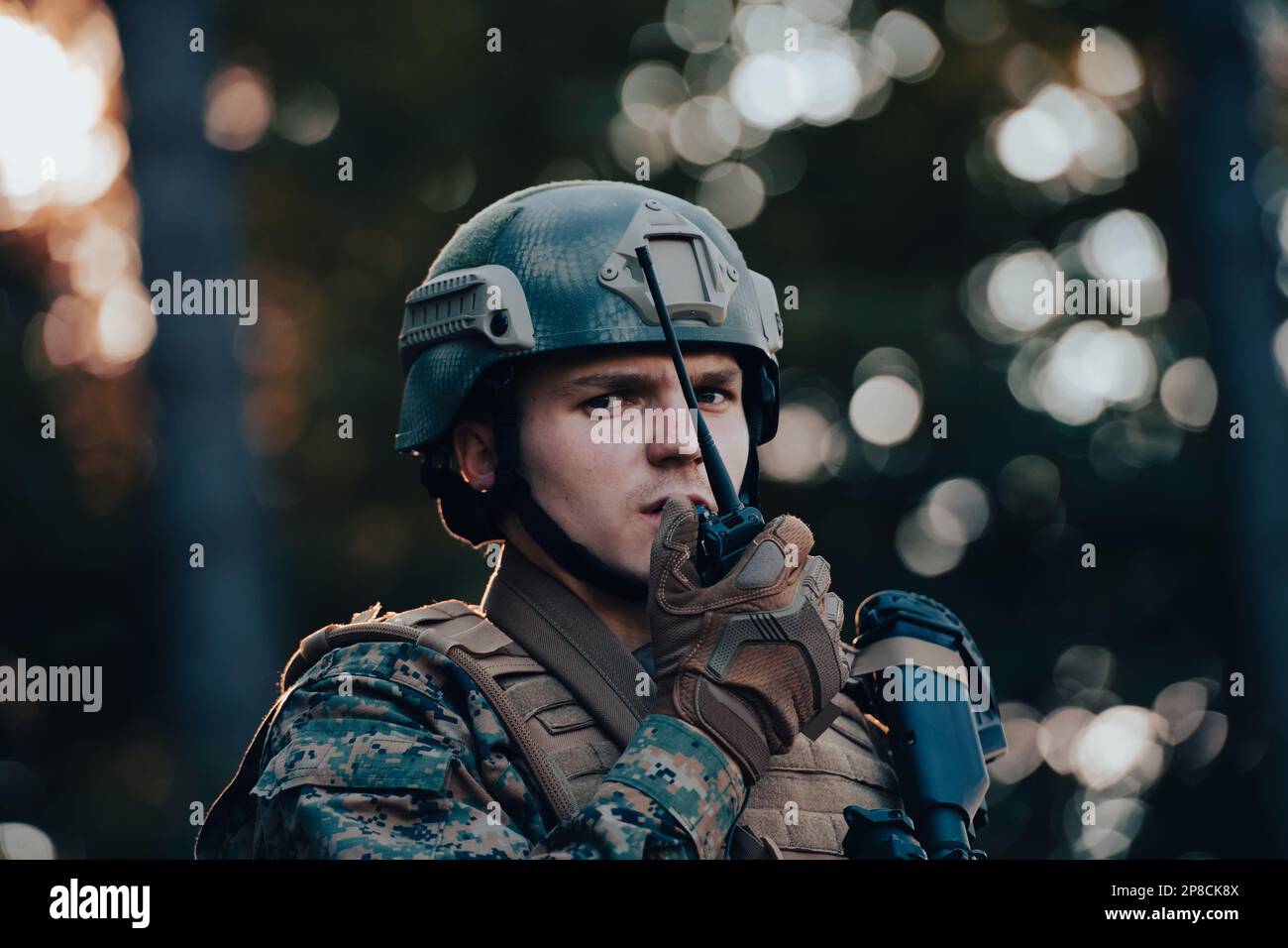 Modern Warfare Soldier Commander Officer Talking Portable Radio Station