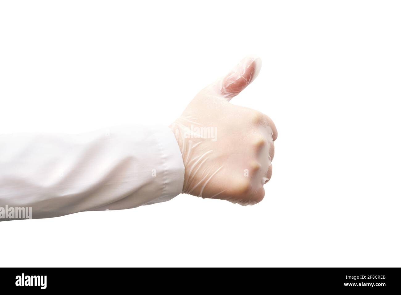Thumb up in Medical glove. Surgery doctor hand. Medicine healthcare